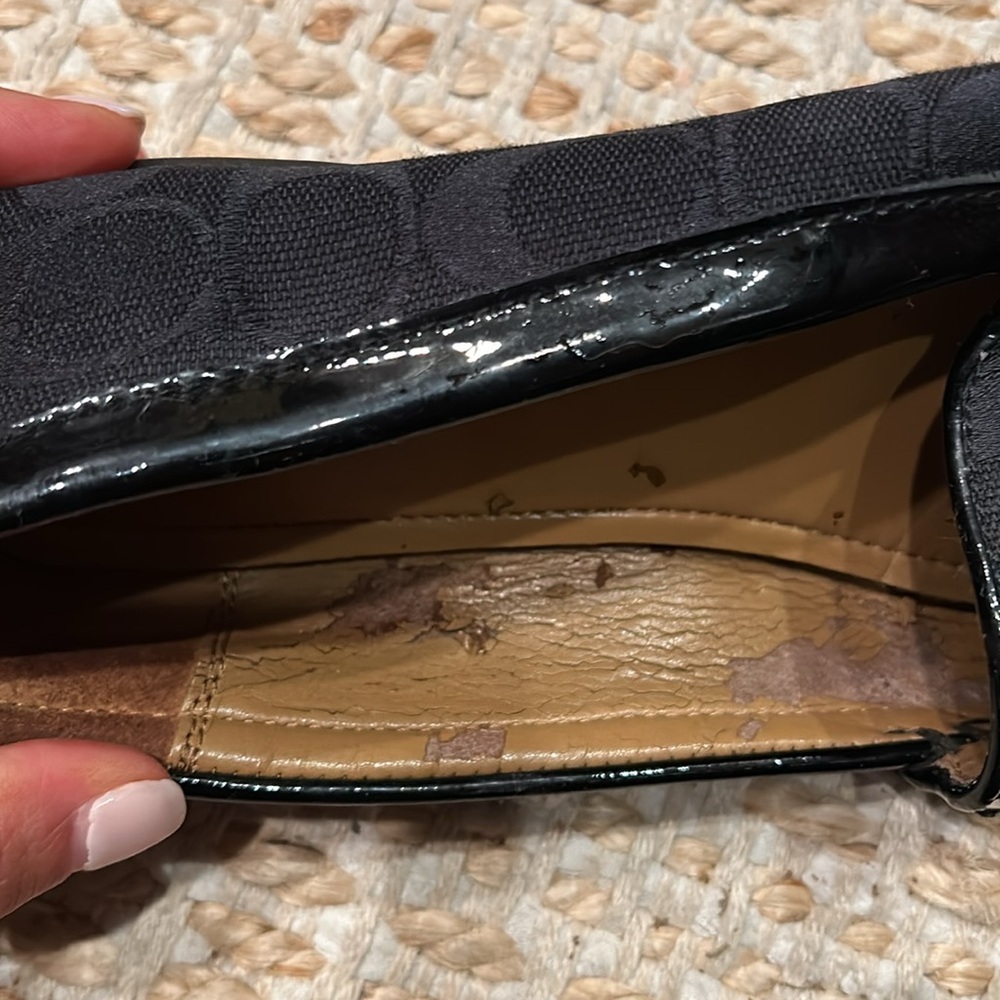 Coach Black Suede Loafers with Metal Accent - Picture 6 of 7
